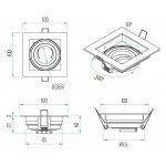 Foco empotrar Konica cuadrado 100x100mm, para Lámpara GU10/MR16, Blanco ó Gris